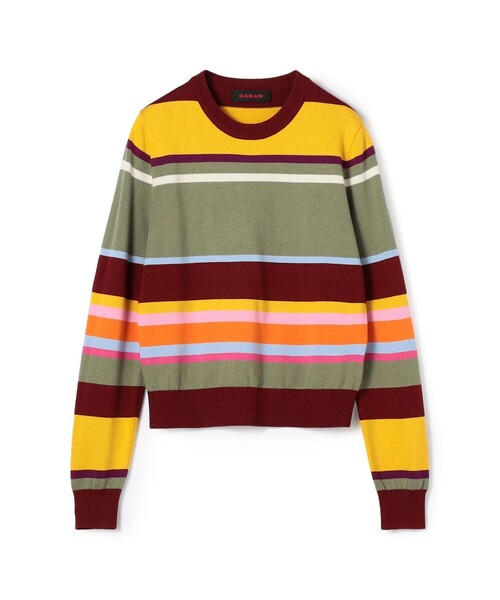 キャバン caban マルチボーダー　コットンニット CABaN コットンカシミヤ マルチボーダークルーネックプル