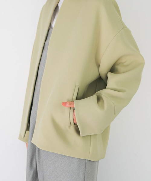 ジャケット ノーカラージャケット UVカットトリプルクロス