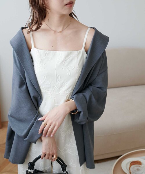 Chloe クロエ 半円形大判ストール ショール フリル ウールアンゴラ グレー