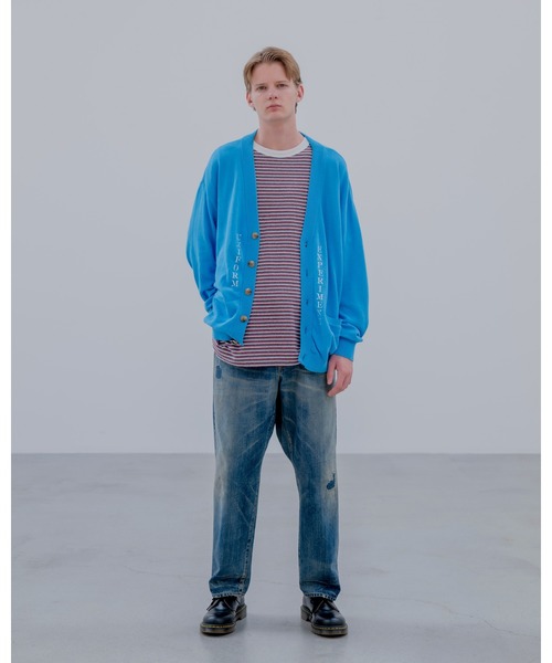 【uniform experiment】青 ダメージデニム ファイブスター uniform experiment ジーンズ DAMAGED REGULAR FIT JEANS メンズ
