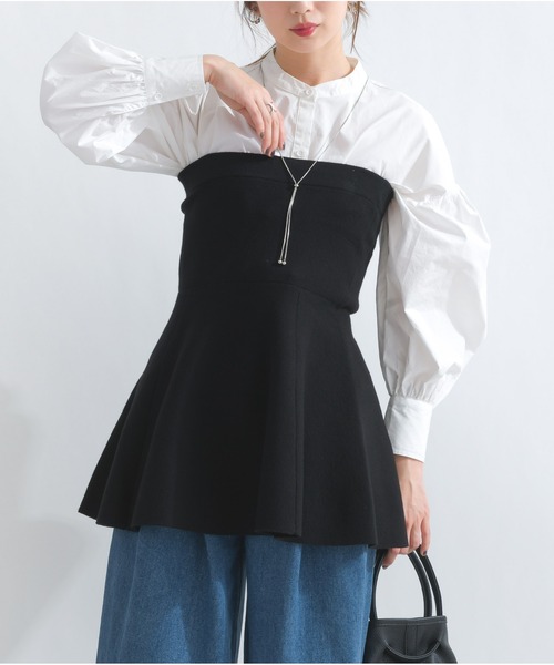 ohotoro ニットベスト　ビスチェ　チューブトップ mixed tube knit | OHOTORO