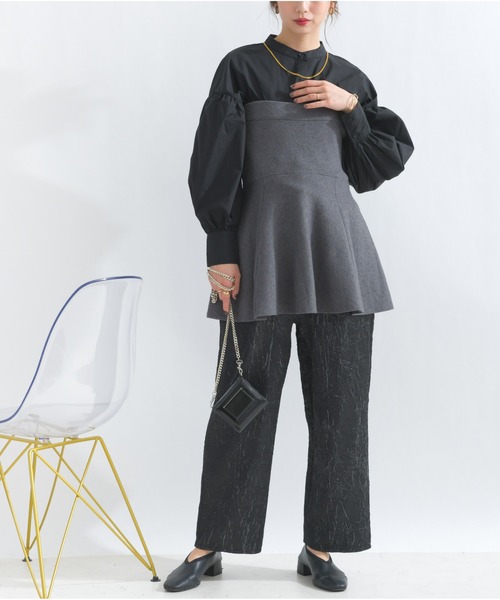 diante ペプラムベアトップ　ブラック新品 diante ペプラムベアトップ ブラック新品 - メルカリ