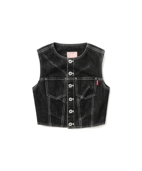 ベスト ジレ BAPY DENIM COLLARLESS VEST レディース