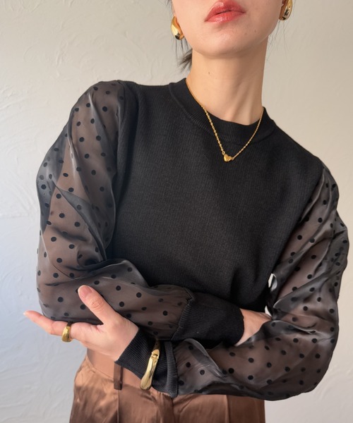 ディムモアール タグ付きトップス deux amour 袖ドットトップス レディース : ZOZOTOWN Yahoo!店