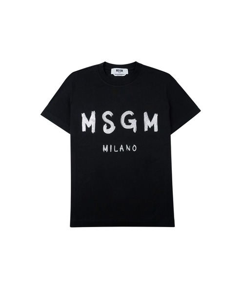 ★MSGM★グリッターブラッシュドロゴ半袖Tシャツ NEW】MSGM ブラッシュロゴTシャツ【GLITTER PRINT】（Tシャツ