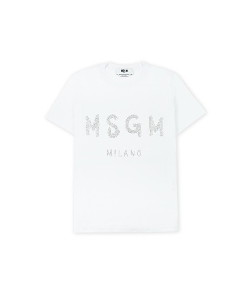 tシャツ 「NEW」MSGM ブラッシュロゴTシャツ「GLITTER PRINT」 レディース