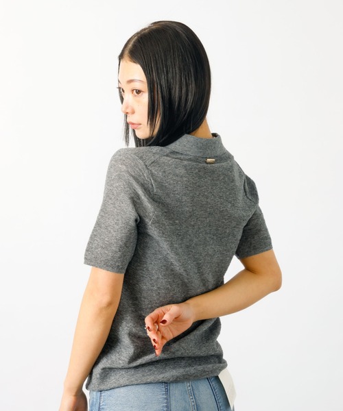 ニット セーター 「MICA＆DEAL/マイカアンドディール」sheer knit polo shirt　シアーニットポロシャツ　半袖/ニット/シアー MICA&DEAL/マイカアンドディール】sheer knit polo shirt シアー