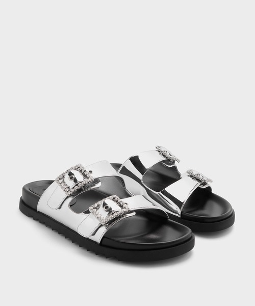 CHARLES ＆ KEITH サンダル ジェムバックル ダブルストラップ