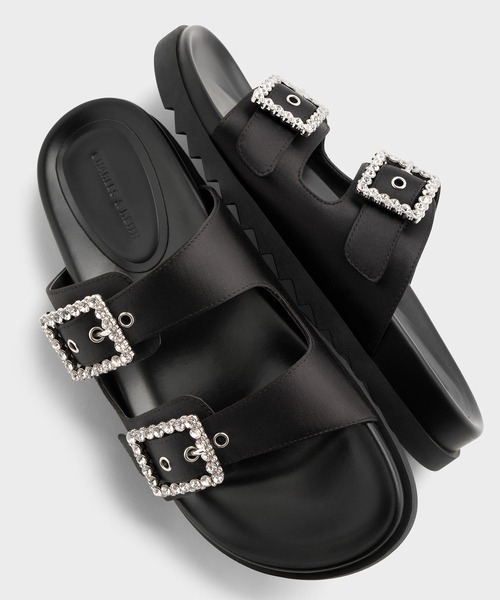 台湾 CHARLES&KEITH ダブルストラップ プラットフォームサンダル CHARLES & KEITH ダブルストラップ フラットフォームサンダル