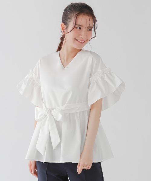 Fit more（フィットモア） ウエストリボンベルトドルマンペプラム