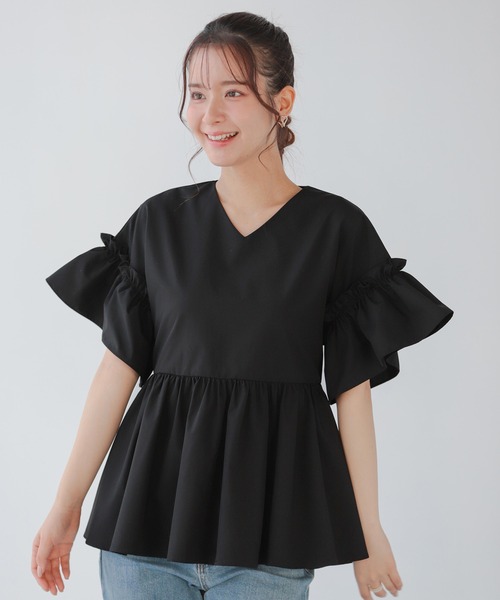 Fit more（フィットモア） ウエストリボンベルトドルマンペプラム 