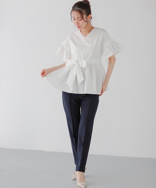 Fit more（フィットモア） ウエストリボンベルトドルマンペプラム 