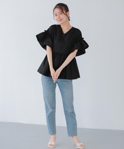 Fit more（フィットモア） ウエストリボンベルトドルマンペプラム 