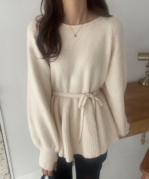 「LAUIR」 長袖ニット LARGE アイボリー レディース_画像2