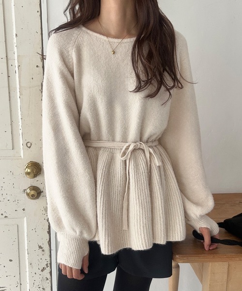 「LAUIR」 長袖ニット LARGE アイボリー レディース_画像5