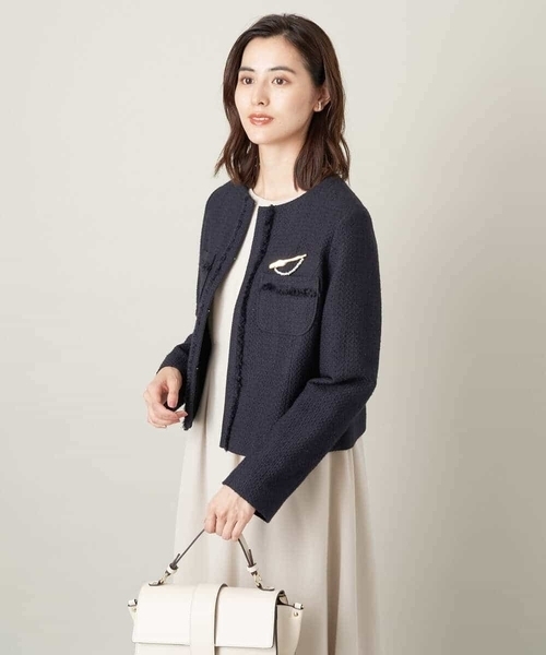 「a.v.v」 ツイードジャケット 36 ネイビー レディース_画像4