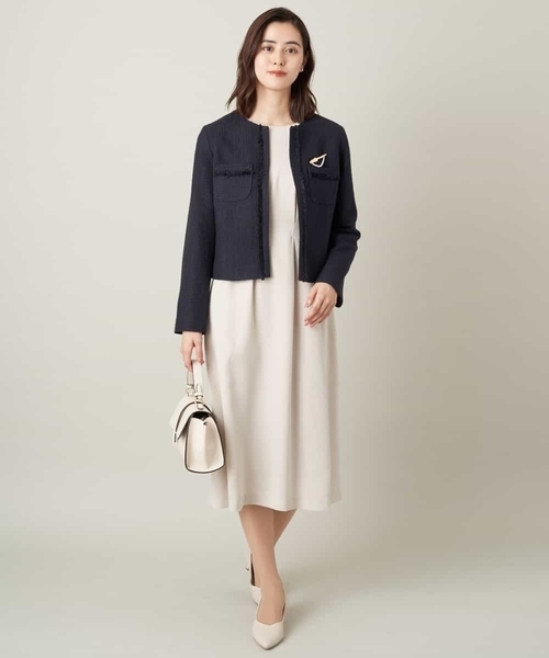 「a.v.v」 ツイードジャケット 36 ネイビー レディース_画像5