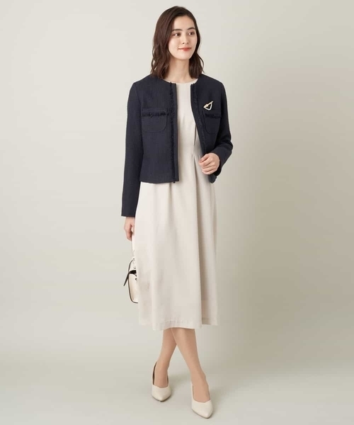 「a.v.v」 ツイードジャケット 36 ネイビー レディース_画像6