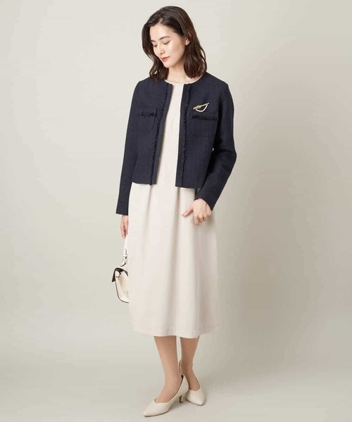 「a.v.v」 ツイードジャケット 36 ネイビー レディース_画像7