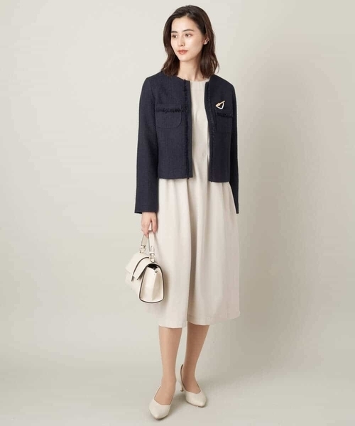 「a.v.v」 ツイードジャケット 36 ネイビー レディース_画像8