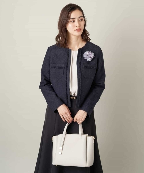 「a.v.v」 ツイードジャケット 36 ネイビー レディース_画像9