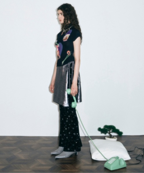 「musubore」 イージーパンツ 0 ブラック レディース_画像4