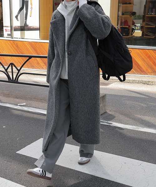 「andme」 チェスターコート M ブラック レディース_画像5