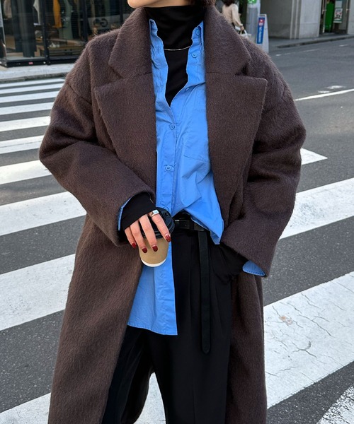 「andme」 チェスターコート M ブラック レディース_画像6