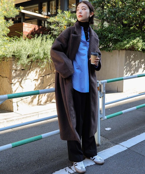 「andme」 チェスターコート M ブラック レディース_画像8