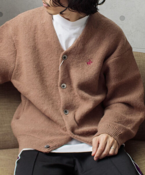 「BEVERLY HILLS POLO CLUB」 ニットカーディガン X-LARGE モカ メンズ_画像5