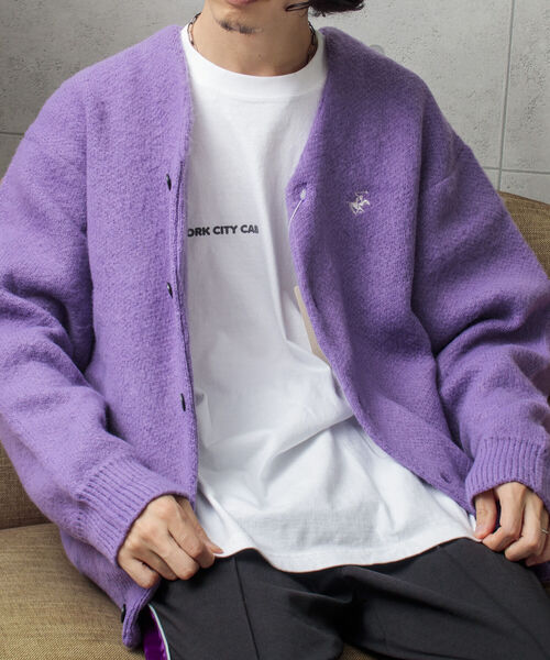 「BEVERLY HILLS POLO CLUB」 ニットカーディガン X-LARGE モカ メンズ_画像9