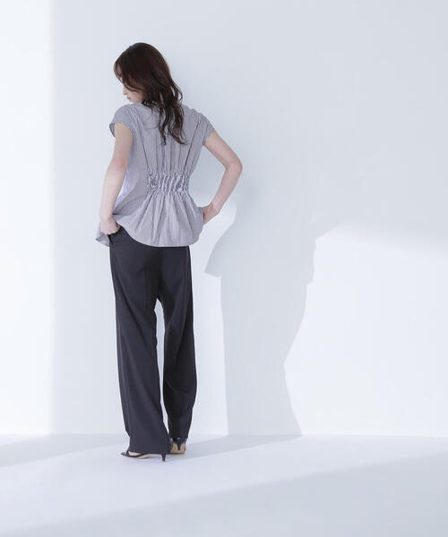 ブラウス シャツ ウエストタックストライプブラウス レディース NATURAL BEAUTY BASIC ブラウス シャツ ウエストタック