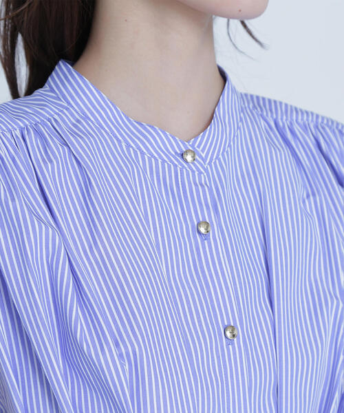 ブラウス シャツ ウエストタックストライプブラウス レディース NATURAL BEAUTY BASIC ブラウス シャツ ウエストタック