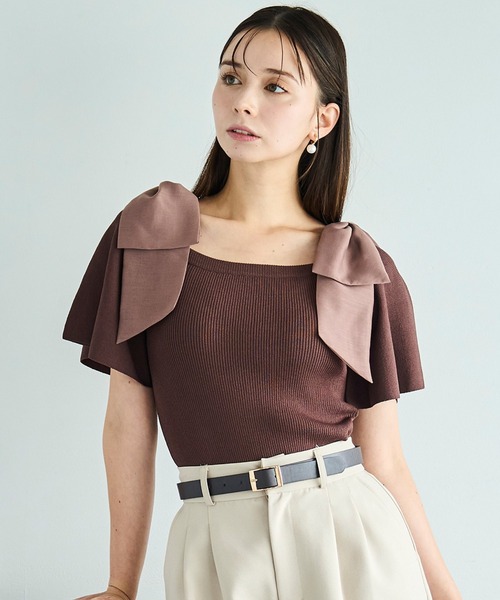 31 Sons de mode ニット セーター シアーリボン付きニット