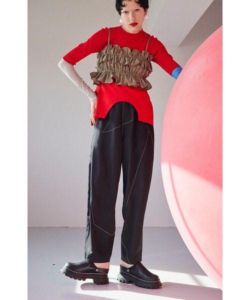 ニット セーター CIRCLE CUT KT TOP レディース OMMO ニット セーター CIRCLE CUT SHORT KT TOP レディース
