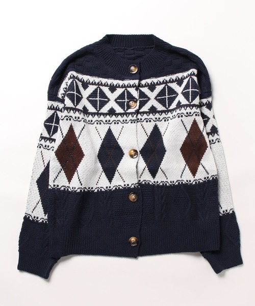 「NANEA」 ニットカーディガン フリー ネイビー レディース_画像9