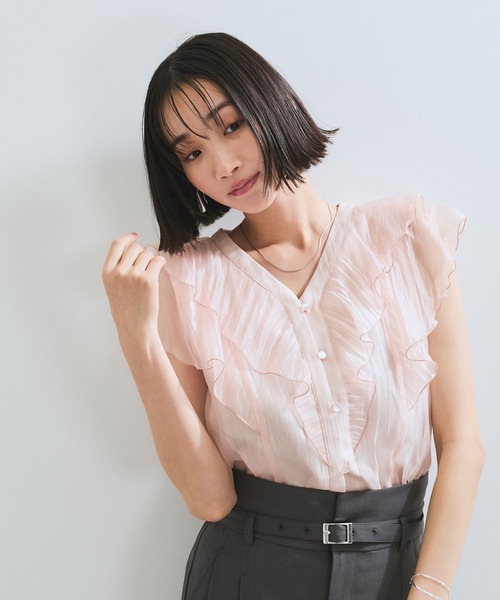 シアーラッフルフリルブラウス/通勤対応 VIS ブラウス シャツ 「今だけ！ZOZOTOWN限定タイムセール価格
