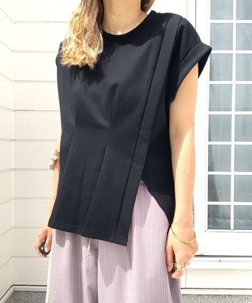 tシャツ アシメスリットデザインプルオーバー レディース