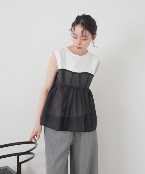 tシャツ ビスチェライクカットオフトップ レディース LIAN tシャツ ビスチェレイヤードトップス レディース