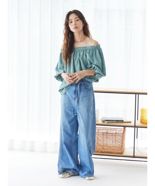 ungrid ラメ刺繍ブラウス Ungrid（アングリッド） ブラウス シャツ オフショルラメドビーハーフ