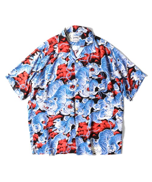 【新品XL】STAR OF HOLLYWOOD 歌舞伎 開襟シャツ アロハシャツ HOUSTON シャツ 「日本製」HOUSTON ヒューストン RAYON ALOHA