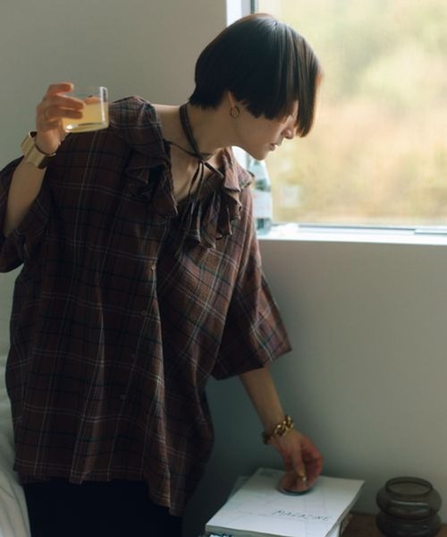 高山都さんコラボ　コットン柄アソートフリルブラウス studio CLIP｜《高山都さんコラボ》コットン柄アソートフリル