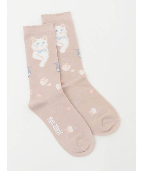 PINKHOUSE 新品未使用 靴下 6足 セット PINK HOUSE 靴下 さざ波とねこ柄ソックス レディース : ZOZOTOWN