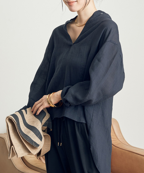 「Rouge vif」 長袖ブラウス フリー ダークネイビー レディース