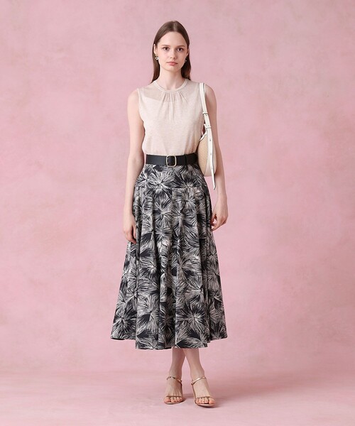 ANAYI（アナイ） スカート ブラッシュフラワープリントフレア スカート