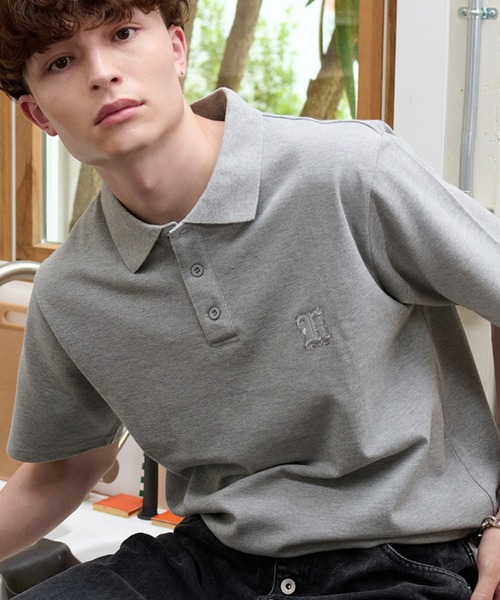 kutir（クティール） ポロシャツ RHINESTONE SEED STITCHES POLO SHIRT