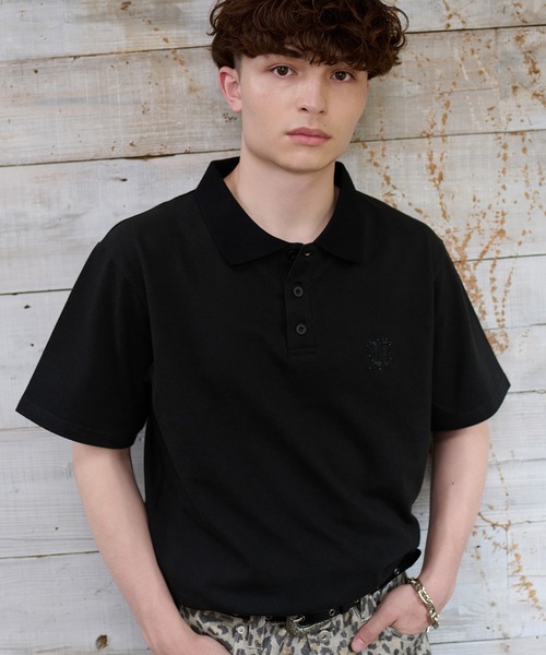 kutir（クティール） ポロシャツ RHINESTONE SEED STITCHES POLO SHIRT
