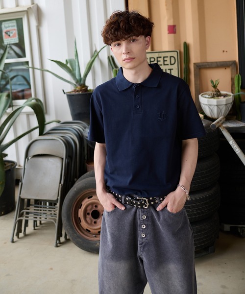 kutir（クティール） ポロシャツ RHINESTONE SEED STITCHES POLO SHIRT