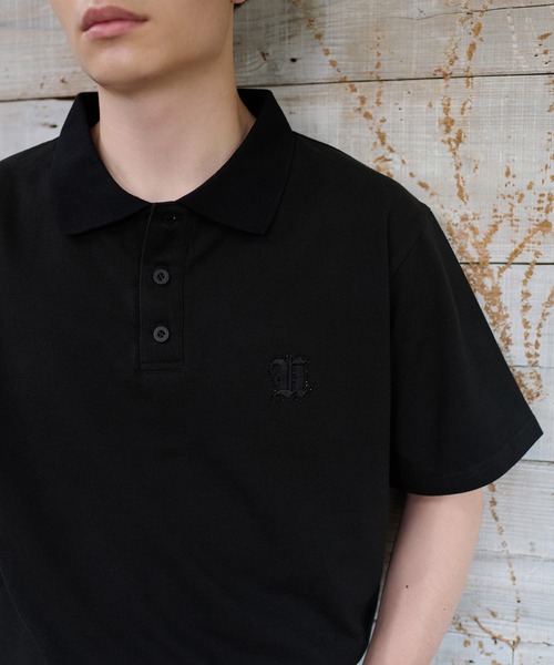 kutir（クティール） ポロシャツ RHINESTONE SEED STITCHES POLO SHIRT