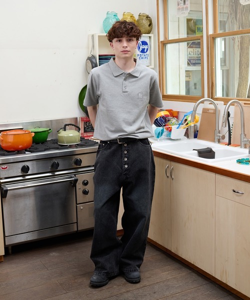 kutir（クティール） ポロシャツ RHINESTONE SEED STITCHES POLO SHIRT